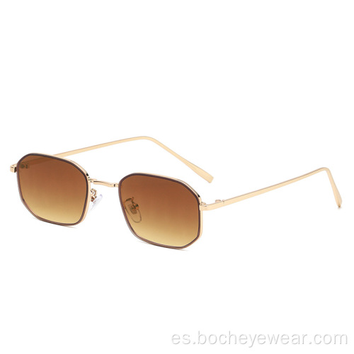Nuevas gafas de sol de montura pequeña con polígono de moda, gafas de sol de metal de tendencia europea y americana, gafas de sol estilo callejero s21039